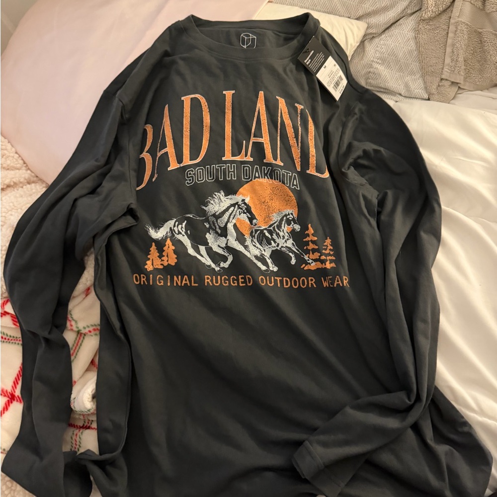 & Other Stories Graphic Long Sleeve Shirt - Black and Orange